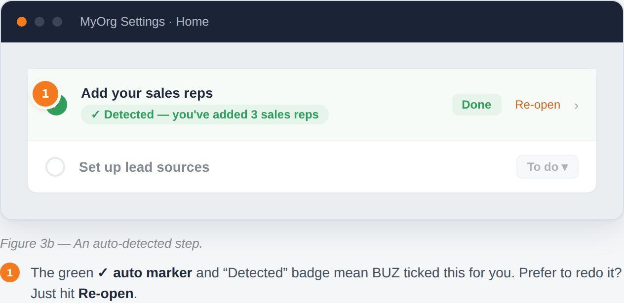 An auto-detected step with the Detected badge.